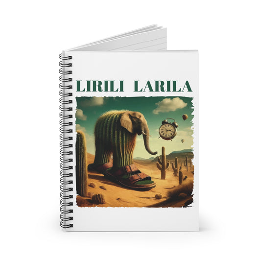 Whimsical Spiral Notebook - 'LIRILI LARILA' Elephant Design