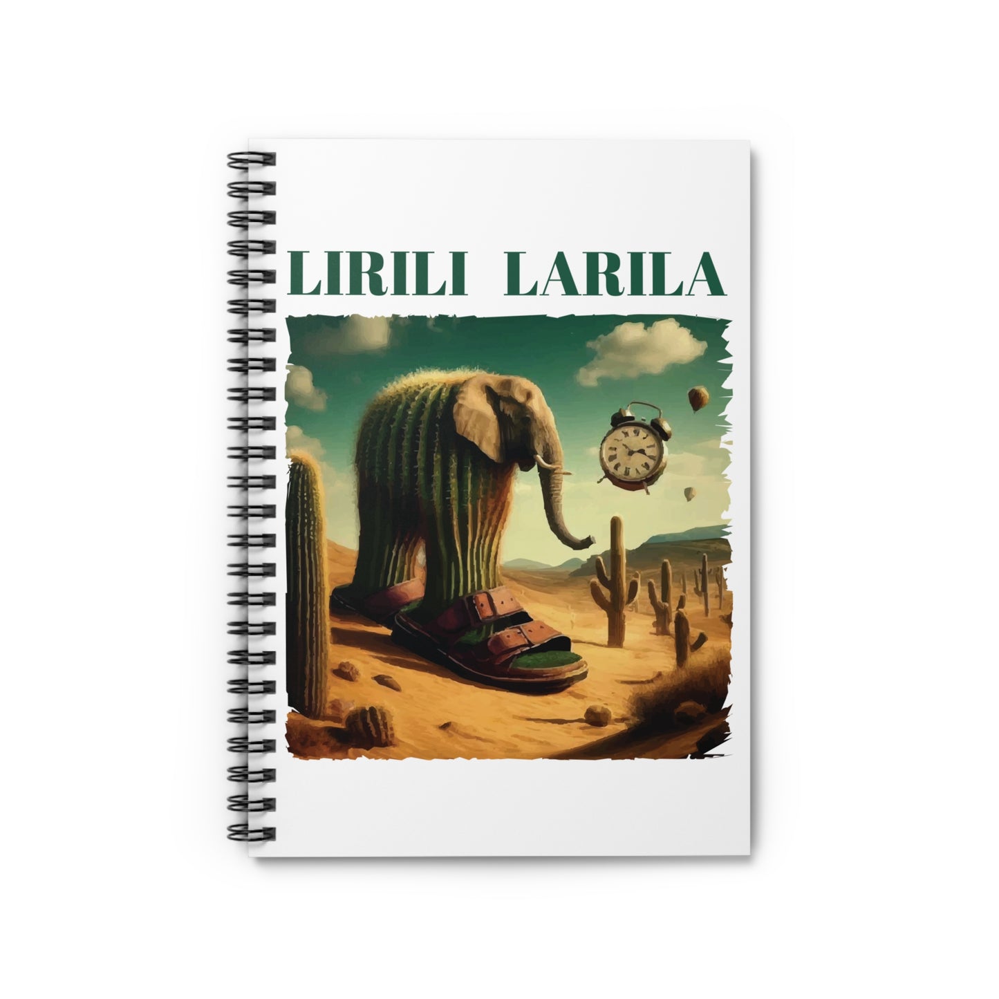 Whimsical Spiral Notebook - 'LIRILI LARILA' Elephant Design