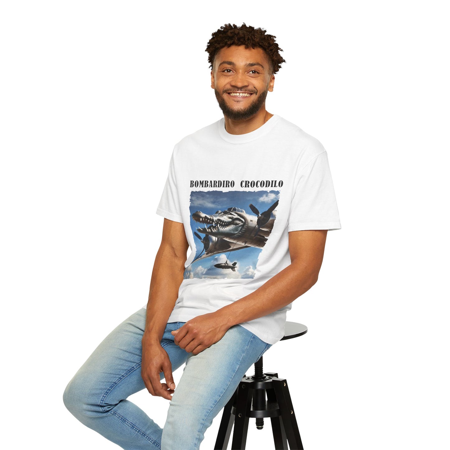 Bombardiro Crocodilo Trendy Unisex T-Shirt - White